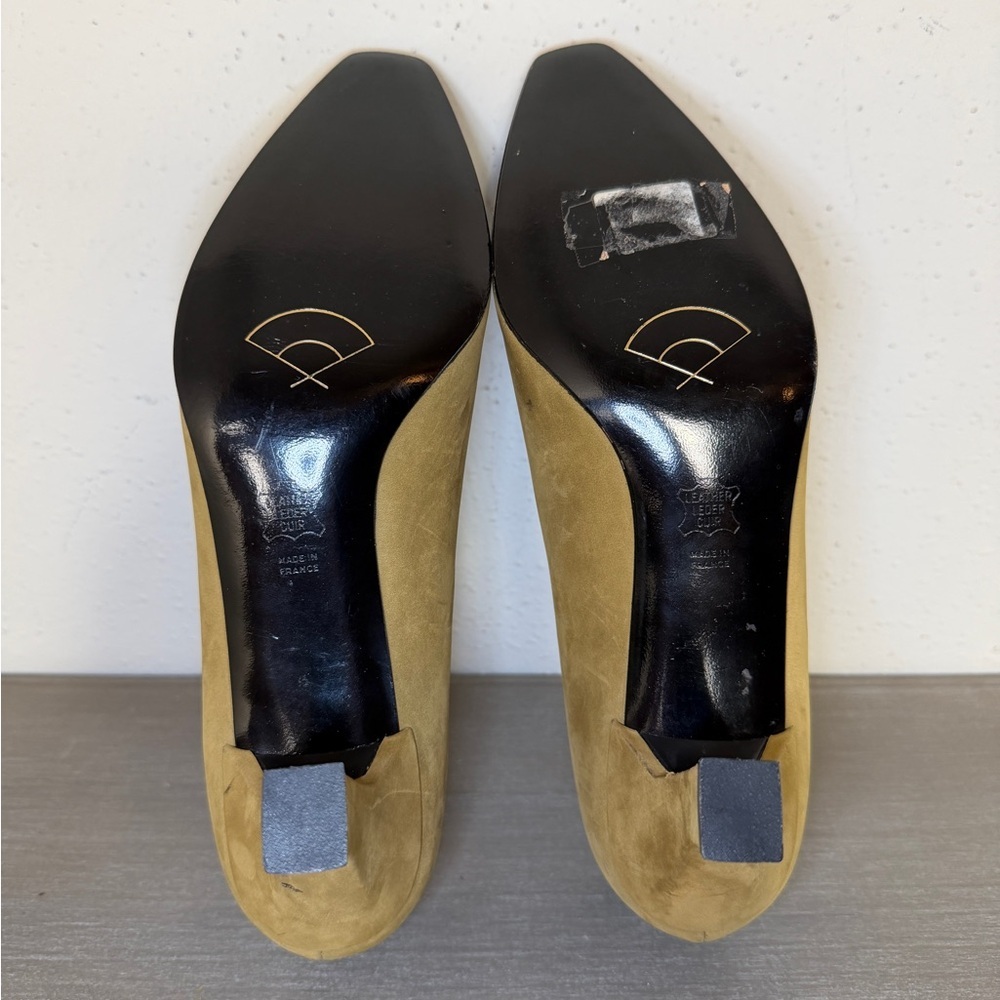 Karl Lagerfeld Vintage Slip On Suede Kitten Heels  Made  In France Size 7 2A - Picture 9 of 11